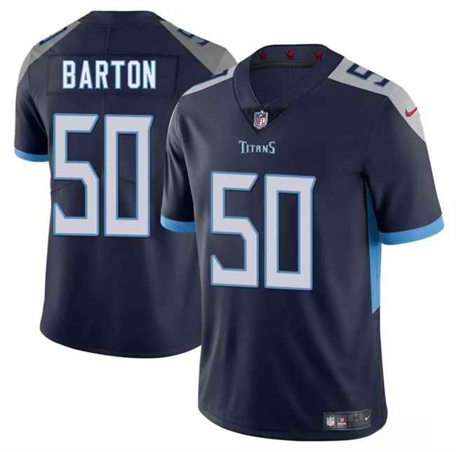 Men's Tennessee Titans #50 Cody Barton Navy 2025 Vapor Limited Stitched Football Jersey